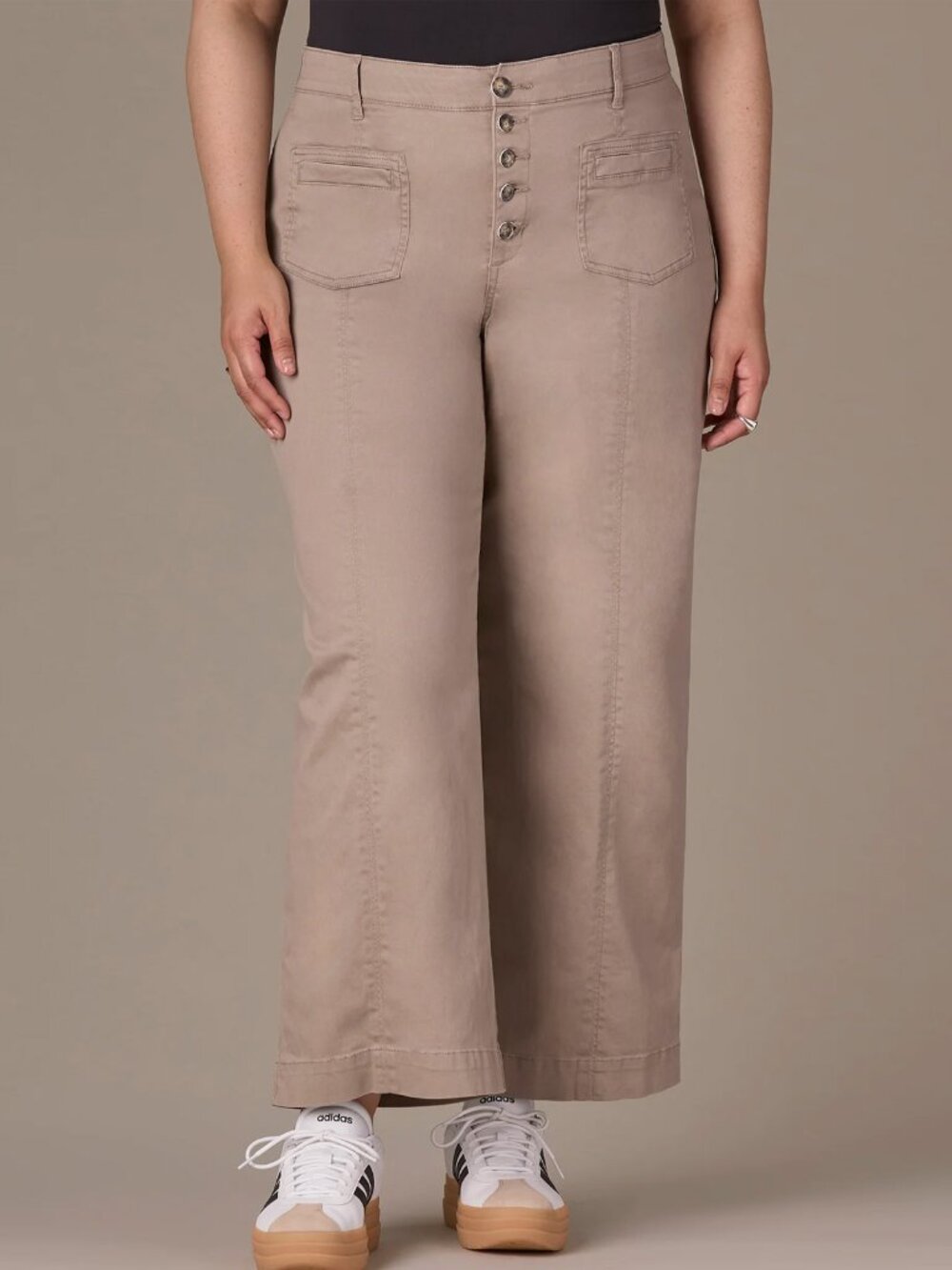 NEW Wit & Wisdom Skyrise Button Fly Wide Leg Pants Plus Size 20W Moon Rock $88